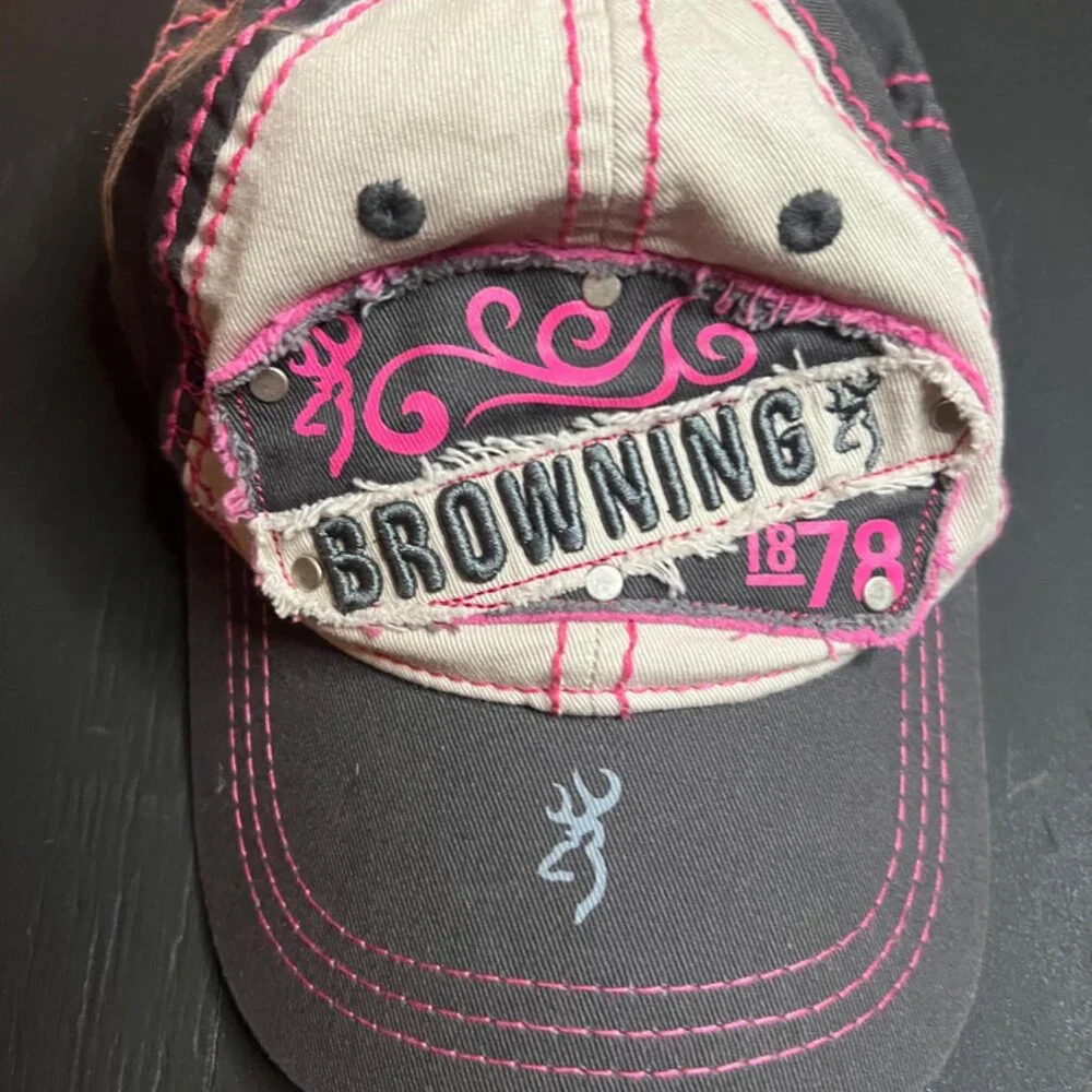 Browning‎ Women OS Grey Pink Tan Adjustable Cotton Hat